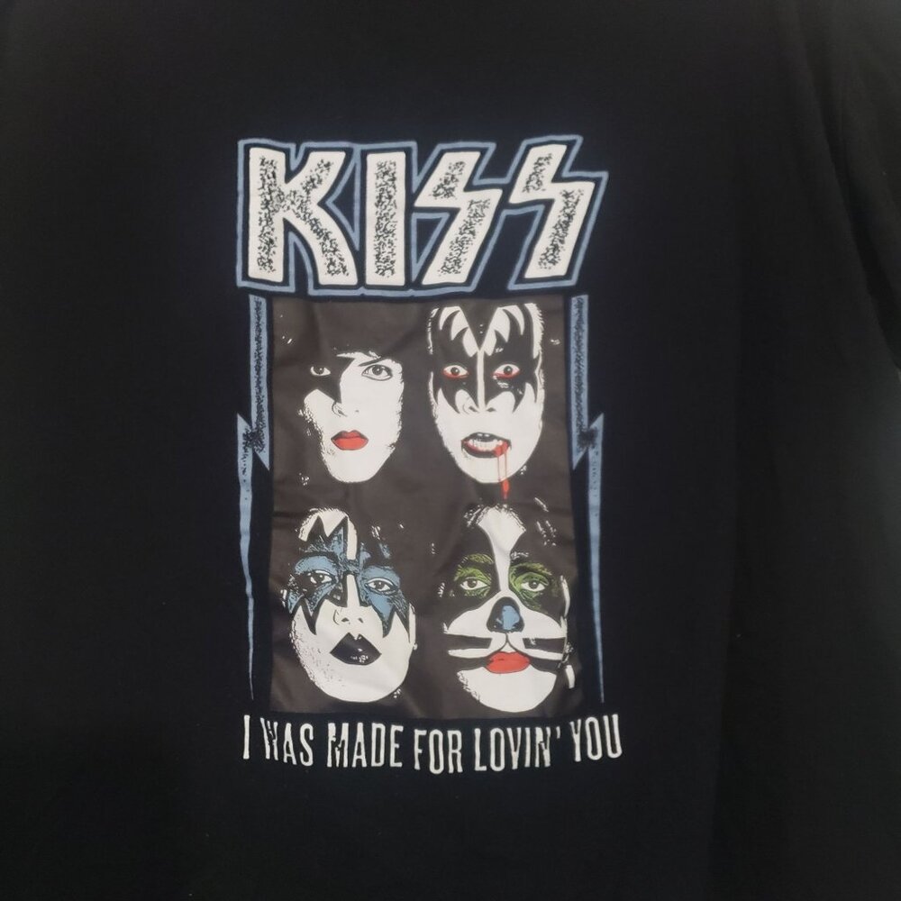 Kiss Unisex I Was Made For Lovin You Graphic Band T Shirt Size L Short Sleeve - Picture 3 of 5